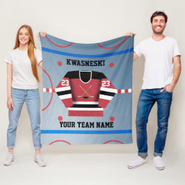 Rood | Zwarte ijskop | Player Jersey Fleece Deken