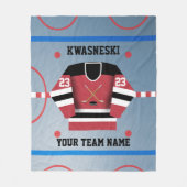 Rood | Zwarte ijskop | Player Jersey Fleece Deken (Voorkant)