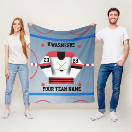 Rood | Zwarte ijskop | Player Jersey Fleece Deken