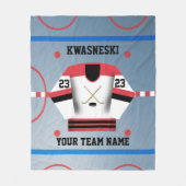 Rood | Zwarte ijskop | Player Jersey Fleece Deken (Voorkant)