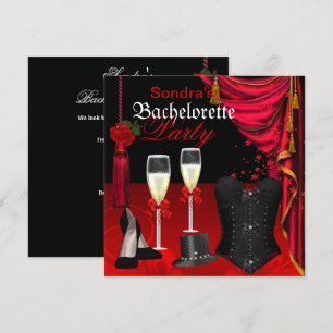 Rood Zwarte Kousenband Bruidsfeest Schoenen Kaart