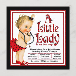 Rood-Zwarte Lieveheersbeestje Baby Shower Kaart