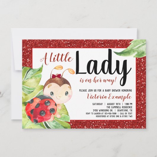 Rood Zwarte Lieveheersbeestje Baby Shower Kaart (Voorkant)