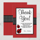 Rood-Zwarte Lieveheersbeestje Gestreept Stippen Ve Bedankkaart (Voorkant / Achterkant)