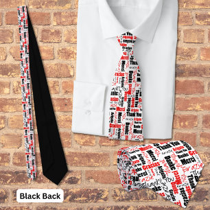 Rood Zwarte Meertalige Typografie Collage Stropdas