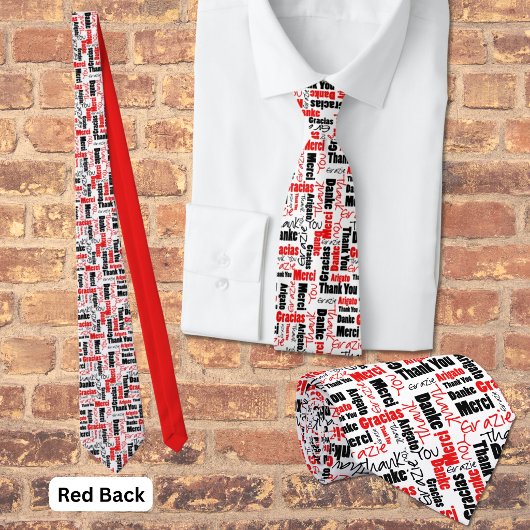 Rood Zwarte Meertalige Typografie Dankbare Collage Stropdas