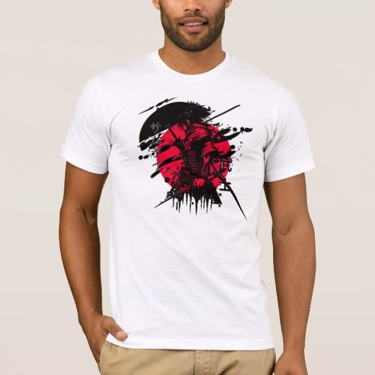 rood-zwarte samoerai t-shirt (Voorkant)