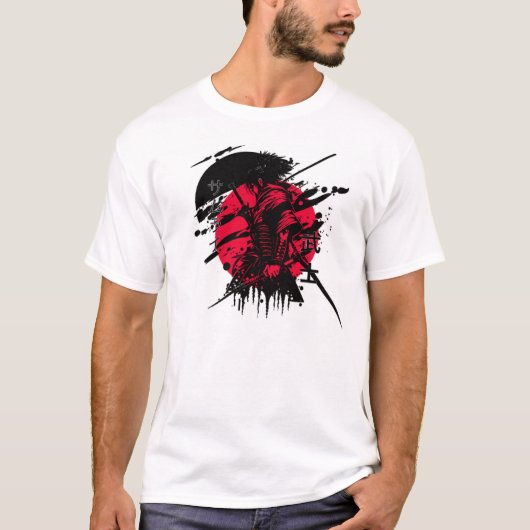rood-zwarte samoerai t-shirt (Voorkant)