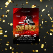 Rood Zwarte Sneaker Bal Feest Uitnodiging Flyer