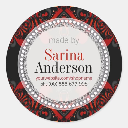 Rood Zwarte Stammenpatroon Gemaakt door Labels Sti (Voorkant)