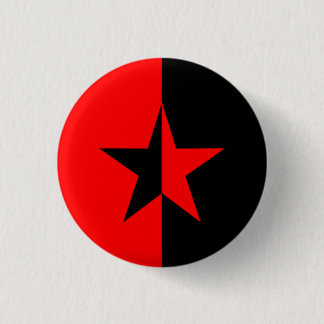 Rood/zwarte ster ronde button 3,2 cm