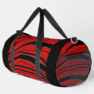 Rood + Zwarte Streep Sportieve Gym Reizen Handbag Plunjezak
