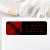 Rood Zwarte Tartan Kerstmis Aangepast Adres Etiket (Insitu)