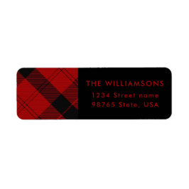 Rood Zwarte Tartan Kerstmis Aangepast Adres Etiket