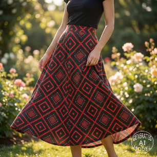 Rood Zwarte Tribale Geometrische Azteekse Kilim Pa Stof
