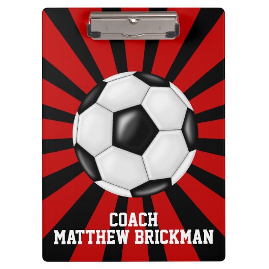 Rood-Zwarte Voetbalcoach Team Klembord (Voorkant)