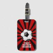 Rood-Zwarte Voetbalteam Bagagelabel (Voorkant (verticaal))