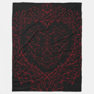 Rood Zwarte Weddenschap Gothic Heart Beauful Elega Fleece Deken