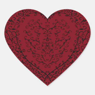 Rood Zwarte Weddenschap Gothic Heart Beauful Elega Hart Sticker
