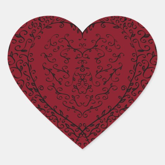 Rood Zwarte Weddenschap Gothic Heart Beauful Elega Hart Sticker (Voorkant)