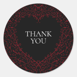 Rood Zwarte Weddenschap Gothic Heart Beauful Elega Ronde Sticker