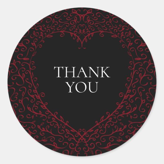 Rood Zwarte Weddenschap Gothic Heart Beauful Elega Ronde Sticker (Voorkant)