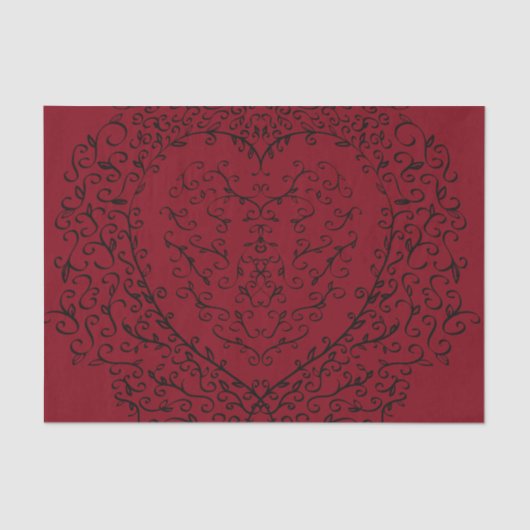 Rood Zwarte Weddenschap Gothic Heart Beauful Elega Tissuepapier (Voorkant)