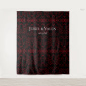 Rood-Zwarte Wervelende Gotische Huwelijks Wandkleed (Voorkant)