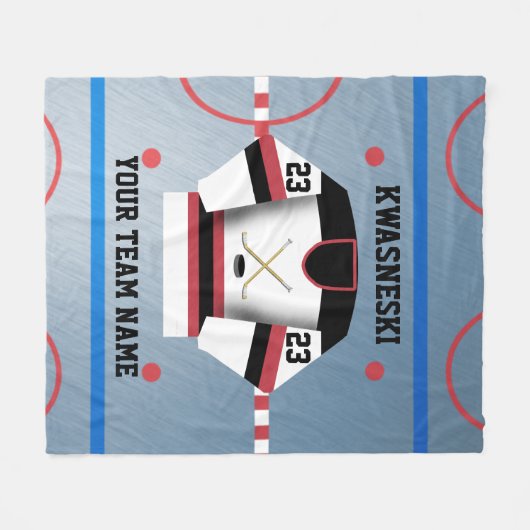 Rood | Zwarte Wh. Ice Hockey Rink | Player Jersey Fleece Deken (Voorkant (Horizontaal))