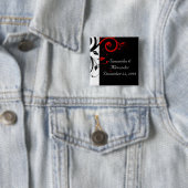 Rood-zwarte wijnstokken vierkante button 5,1 cm (In situ)