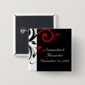 Rood-zwarte wijnstokken vierkante button 5,1 cm (Voorkant /achterkant)