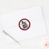 Rood zwarte witte bloemflesschotel ronde sticker (Envelop)