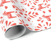 Rood Zweeds Dala Paard Wit Geschenk Wrap Cadeaupapier (Rol Hoek)