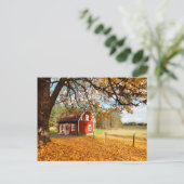 Rood Zweeds Huis in najaar leves Briefkaart (Staand voorkant)
