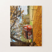 Rood Zweeds Huis in najaar leves Legpuzzel (Verticaal)