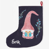 Rood Zweeds kabouter met cadeaus kerstkous Grote Kerstsok (Achterkant)
