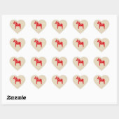 Rood Zweeds Paard Scandinavisch Kerstmisontwerp Hart Sticker (Vel)