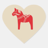 Rood Zweeds Paard Scandinavisch Kerstmisontwerp Hart Sticker (Voorkant)