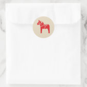Rood Zweeds Paard Scandinavisch Kerstmisontwerp Ronde Sticker (Tas)