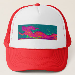 rood zwemmend meerminpet trucker pet