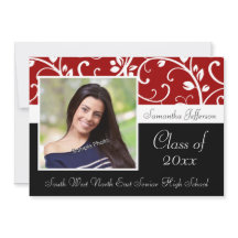 Rood Zwirly Vines Foto Afstuderen Aankondiging