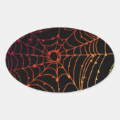 Roodachtig gradiënt spinnenweb ovale sticker (Voorkant)