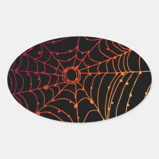 Roodachtig gradiënt spinnenweb ovale sticker (Voorkant)