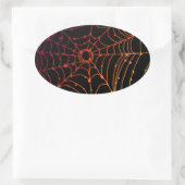 Roodachtig gradiënt spinnenweb ovale sticker (Tas)