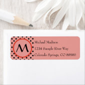 Roodachtig Oranje polka dot monogram Etiket (Insitu)