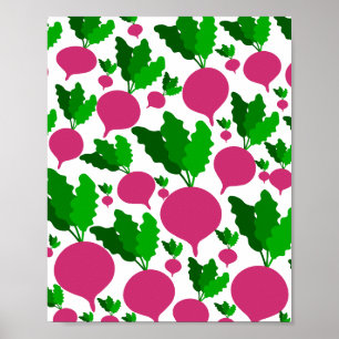 roodachtig plantaardig patroon poster