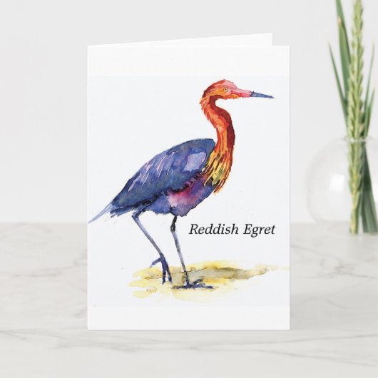 Roodachtige de notakaart van de Aigrette Kaart (Voorkant)