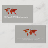 roodachtige wereldkaart internationale handel grij visitekaartje (Voorkant / Achterkant)