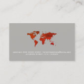 roodachtige wereldkaart internationale handel grij visitekaartje (Achterkant)