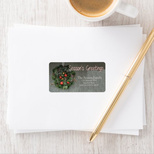 Roodappelkerstfeest met graaszoen etiket (Insitu)